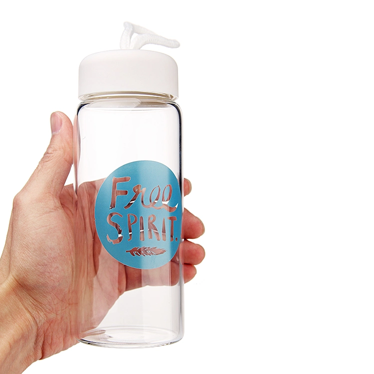 Home Travel Sports Portable Colorful Lid Glass Water Bottle