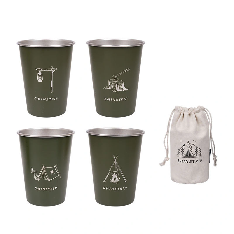 Outdoor Camping Portable 304 Edelstahl Wasser Bier Tasse Tee Cup Vierteiliger Anzug