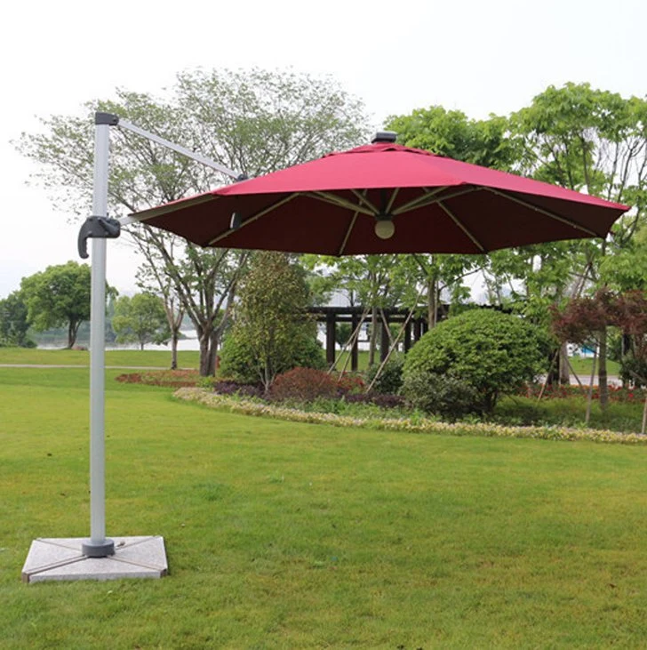 En el exterior de aluminio de 3m patio jardín sombrilla con el soporte parasol grande al aire libre