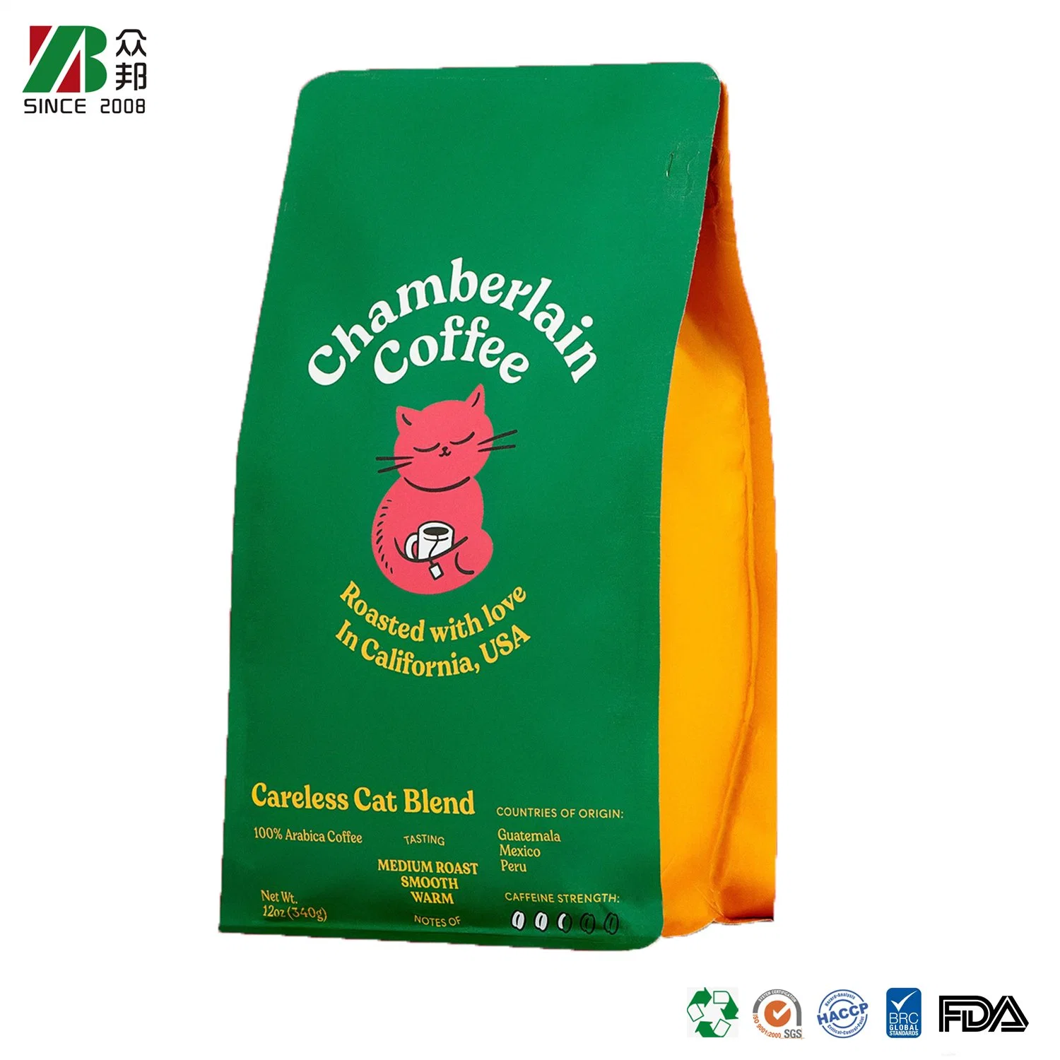 Customized Reusable Matte Aluminum Foil Coffee Bean Tea Plastic Mylar Packaging Bag