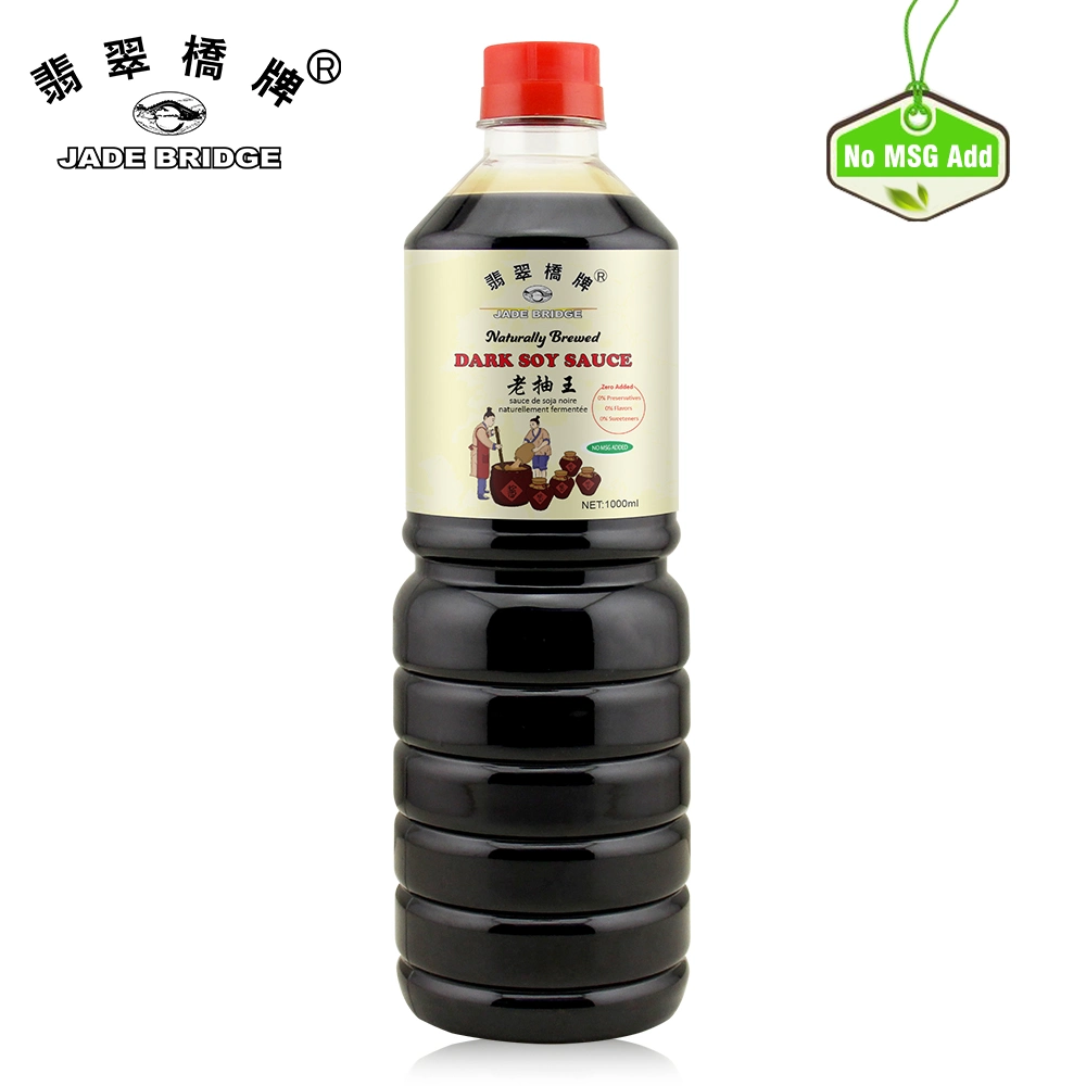 1000 ml etiqueta limpia Jade Bridge naturalmente fabricado cero añadido Salsa de soja oscura