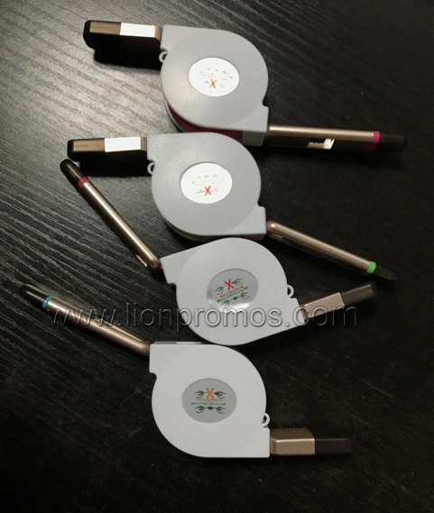 2-en-1-Micro-USB-Data-Cable con-8pin-Adapter-Retractable para iPhone y Android Mobile