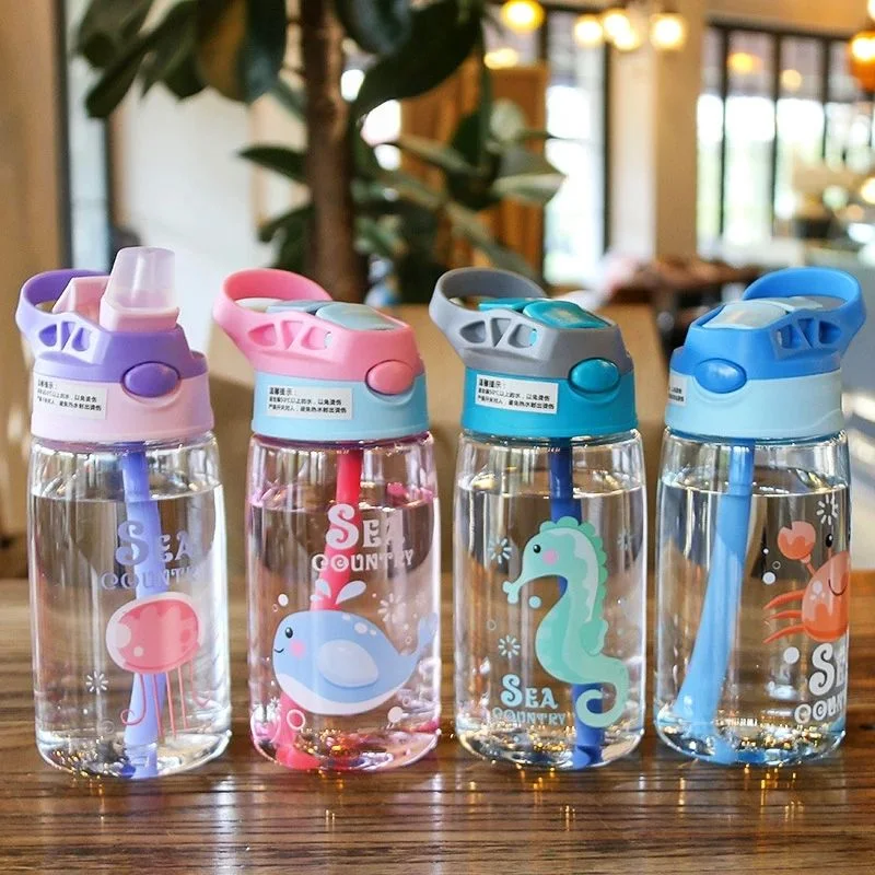Kinder Wasser Sippy Cup Creative Cartoon Baby Fütterung Tassen mit Trinkhalme auslaufsichere Wasserflaschen Tragbare Kinder′ S Becher für den Außenbereich