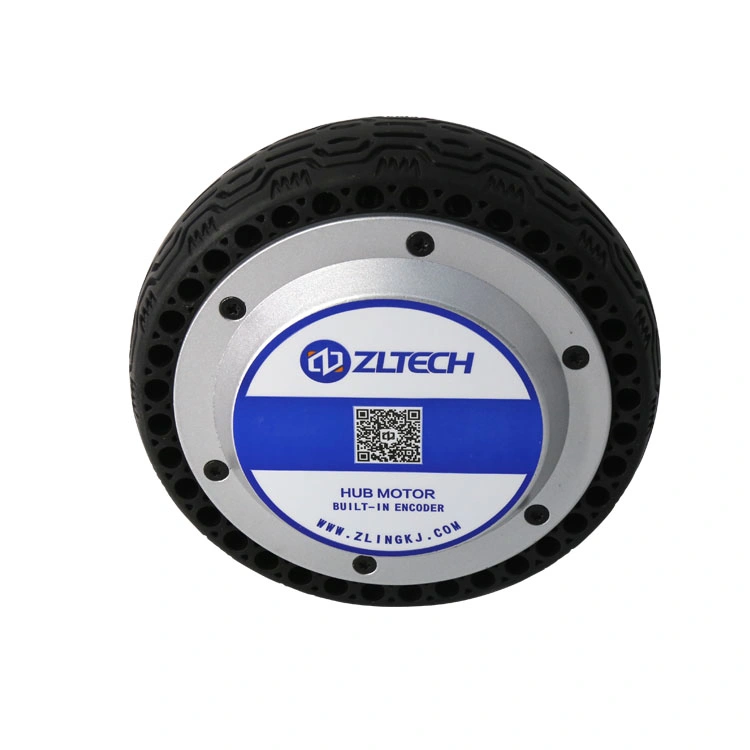 Zltech CE RoHS No-Marking Rubber Tire 6.5inch 24V 48V 8n. M IP65 150kg Load DC Gearless Brushless Encoder Hub Servo Motor for Wheeled Robot