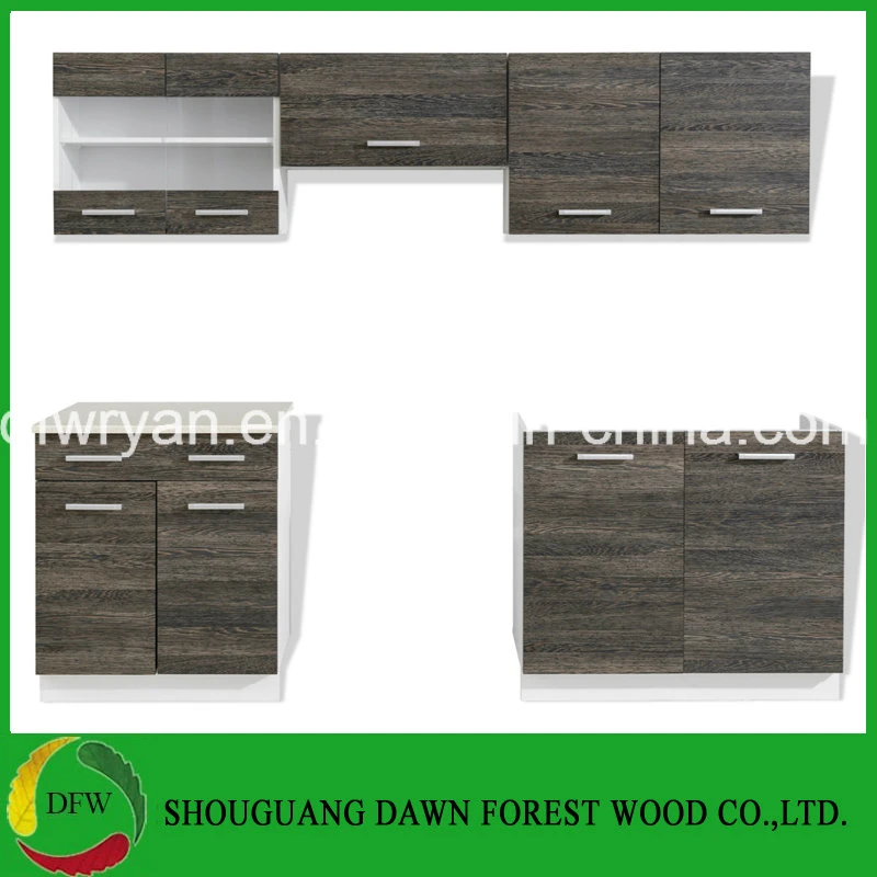 Wenge Finish Kitchen Cabinet Unit Mini Design Modern Cupboards Doors Kitchen Cabinet