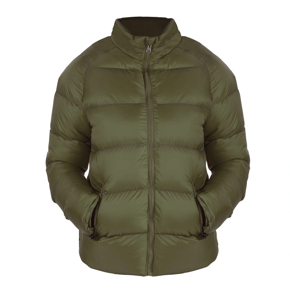 Veste matelassée rouge doux personnalisé Stand poches à glissière Col Mesdames lumière Down Jacket