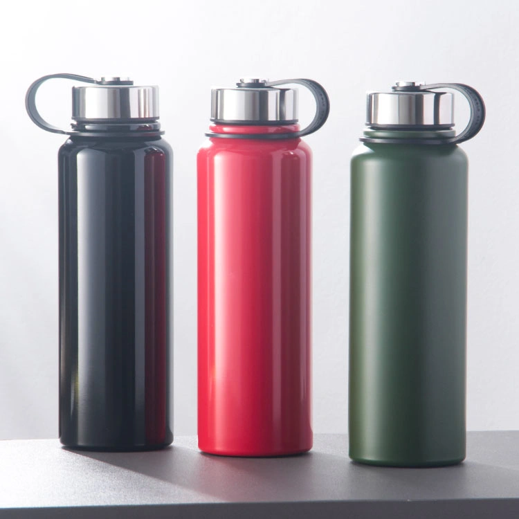 Edelstahl Edelstahl Doppelwand Vakuum Isoliert Warmhalten &amp; Cold tragbare Flasche Sport Wasserflasche mit lecksicheren Deckel