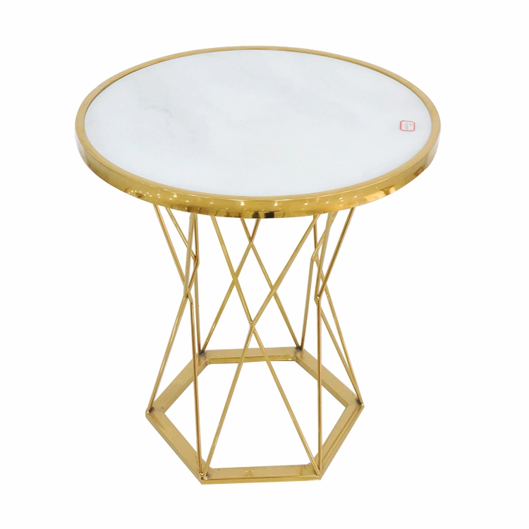 Métal or Round Top Tables à café de marbre
