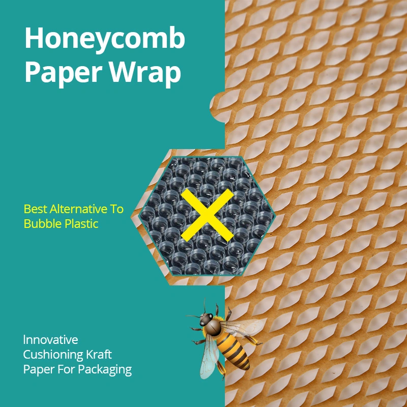 Cost-Effective Easy to Use Dispenser Brown Honeycomb Paper Packaging Cushion Kraft Roll Wrapping Paper