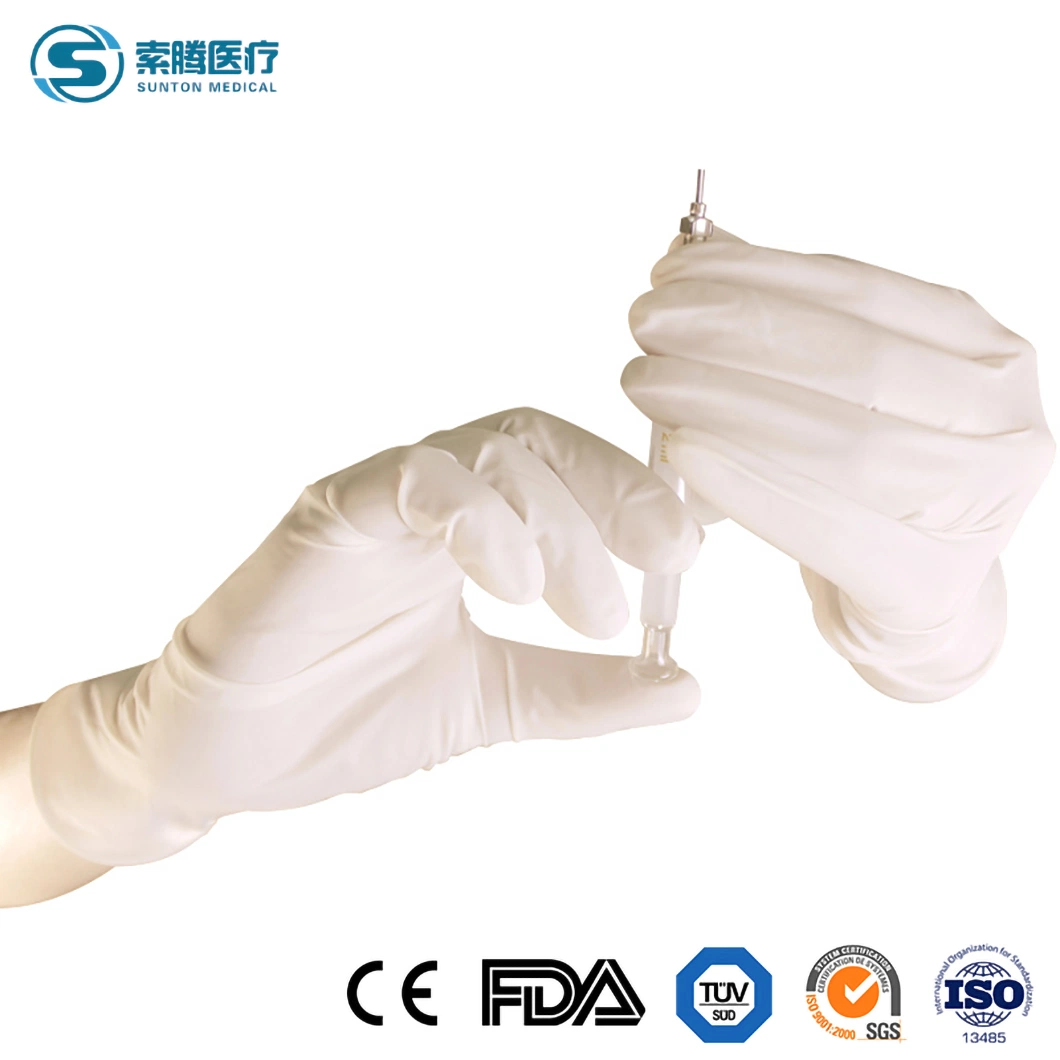 Sunton Sgood Air Tightnes Guantes quirúrgicos estériles sin polvo desechable Guantes de látex de China muestra disponible Guantes quirúrgicos Fabricantes baratos Latex Guantes