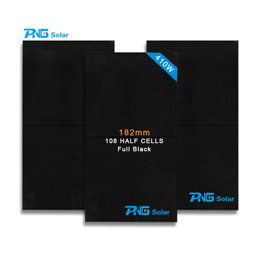 PNG Full Black Solar Panel 395W 405W 415W 108 Cells Mono Perc Popular in Europe with Stock in Warehouse