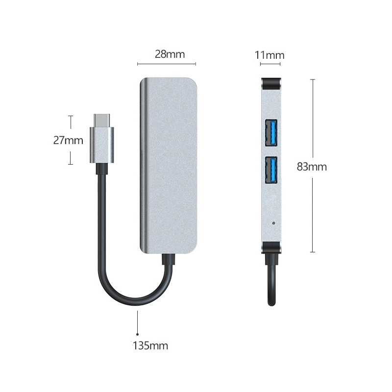 Anera High Performance 3 in 1 Multifunction USB C Portable Type C Hub Adapter Hub Converter with 3.0/2.0 USB Hub and HDMI