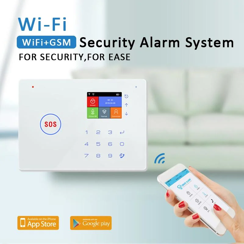 2,4 Zoll TFT-Bildschirm-Anzeige Tuya Remote Control Bewegungsmelder Voice Control WiFi GSM Smart Home Security Alarm System Kit