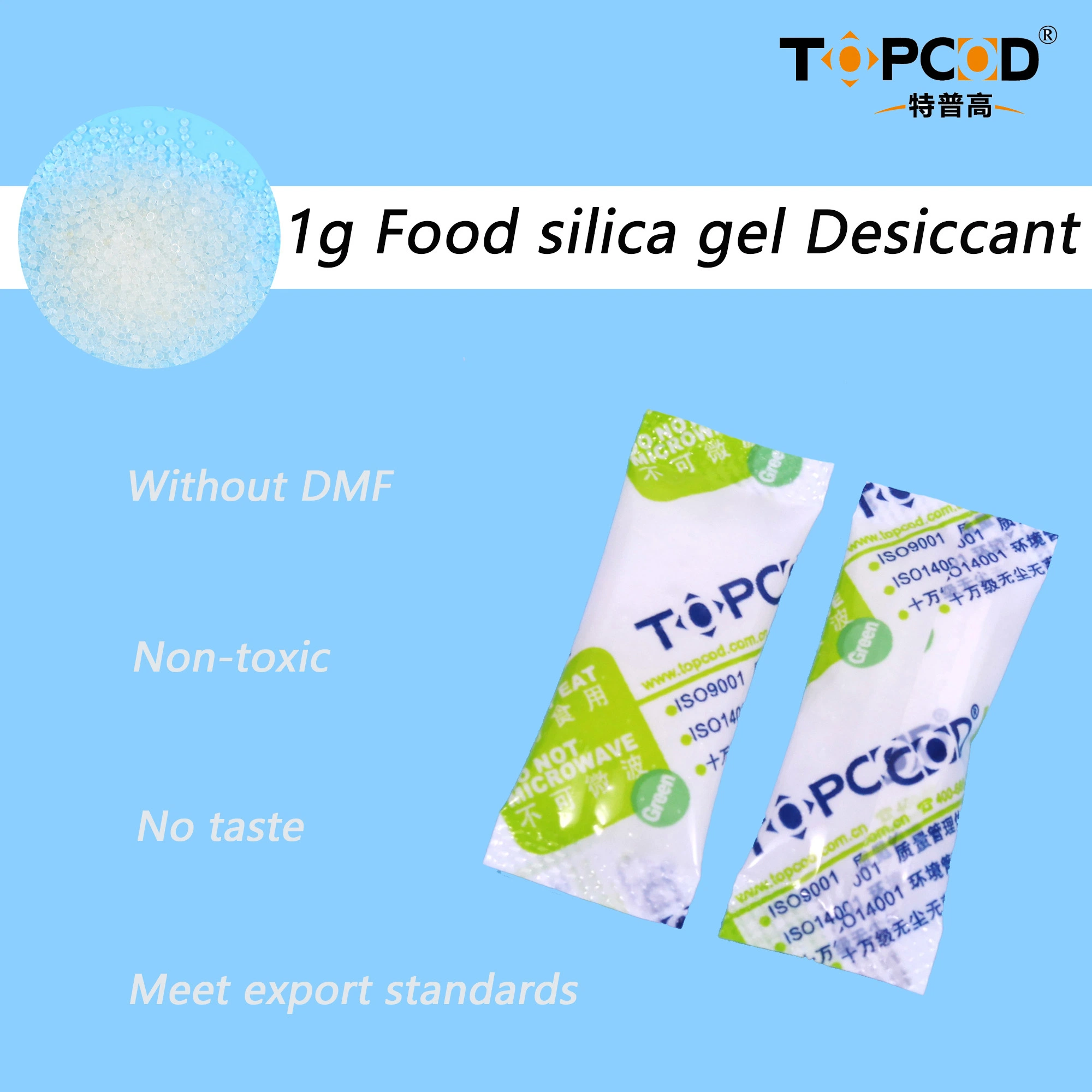 Food & Pharmaceutical Grade Desiccant Silica Gel with RoHS/Reach Certified Using in Dried Meats/Jerky/Dry Fruits/Vegetables/for Long Term Packaging