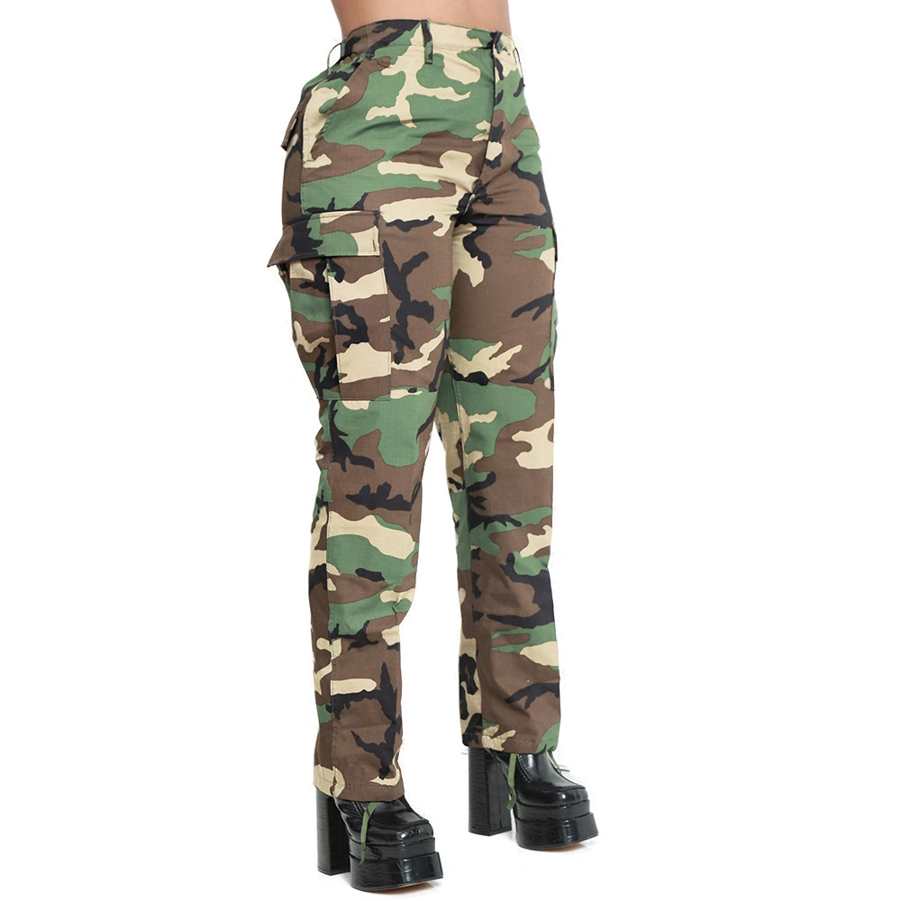 L439 Camouflage Print Casual High Waist Straight Leg Cargo Pants