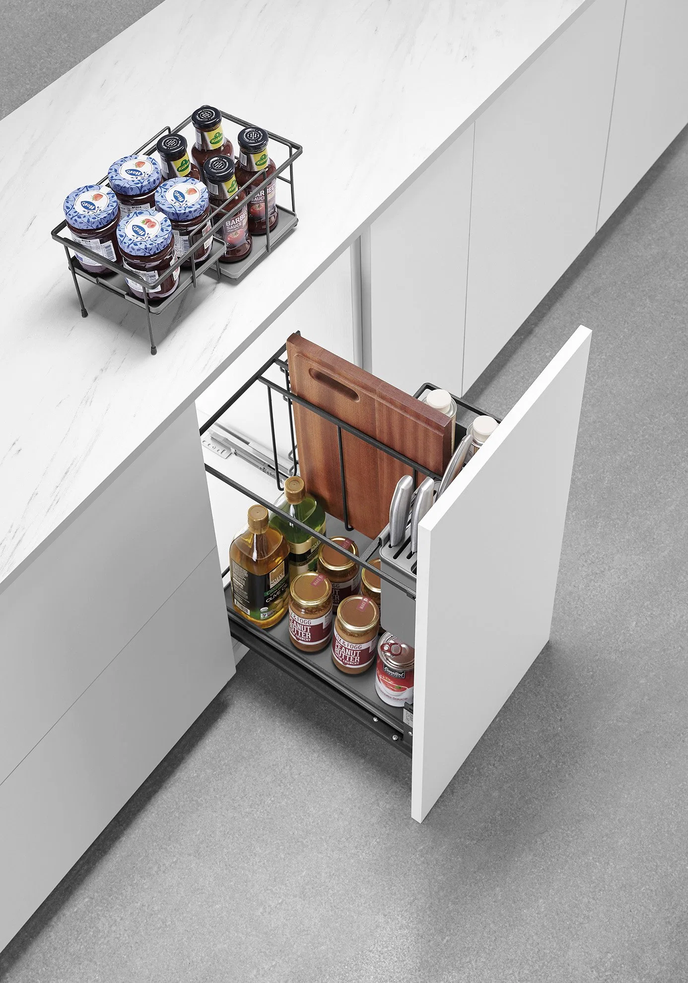 Kitchen Hardware Pull Basket Sandy Dark Steel Spice Storage Rack