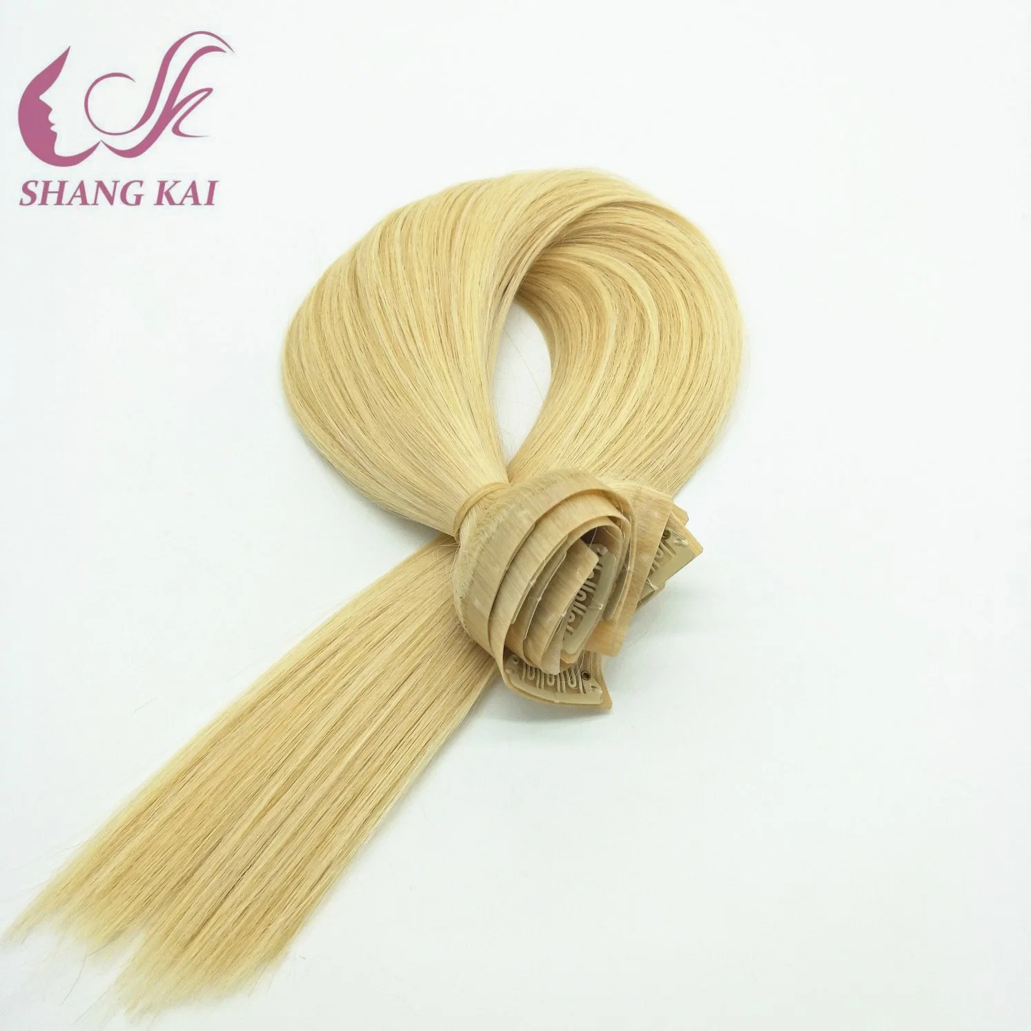 High quality/High cost performance  PU Weft Seamless Clip on Human Hair Extension Russian Remy Hair