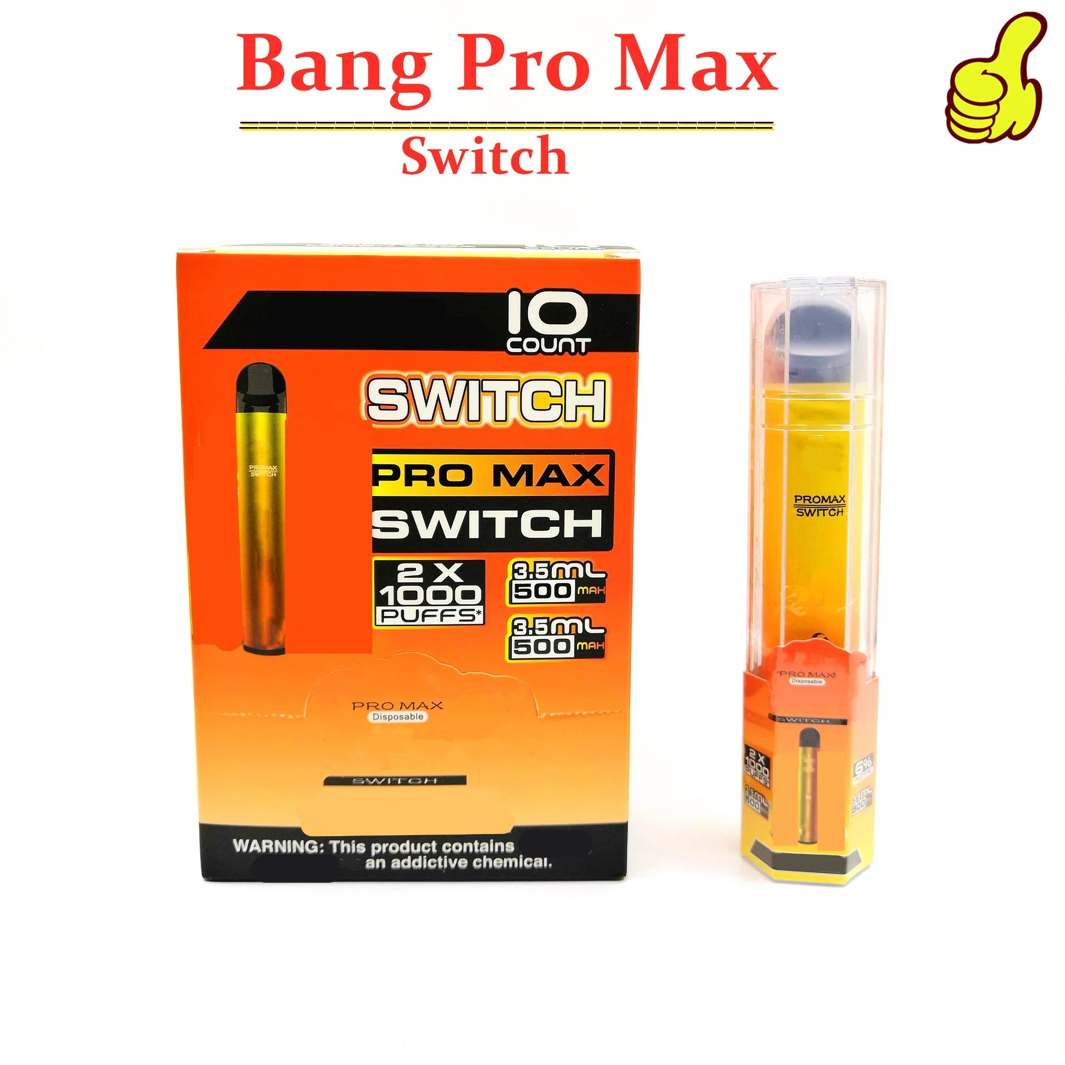 Tendencia caliente Bang Pro Max conmutador 2000 inhalaciones cigarrillo electrónico de los precios Mayorista/Proveedors