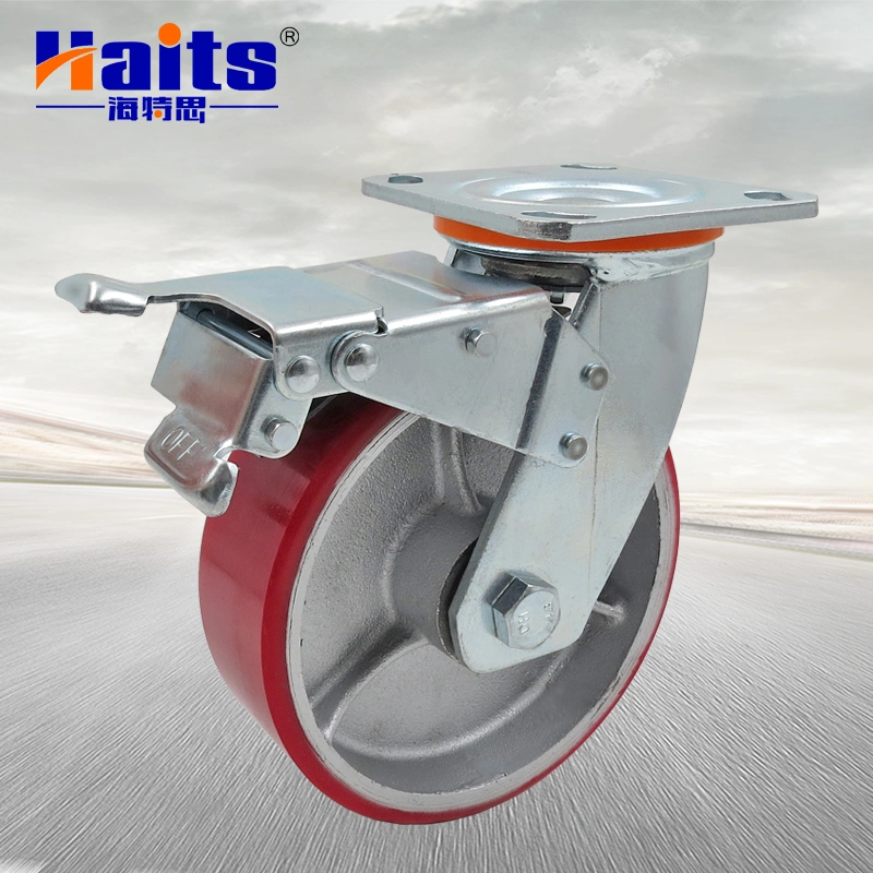 Manufacturer 3 Ton PU Iron Injection Adjustable Industrial Caster Wheels