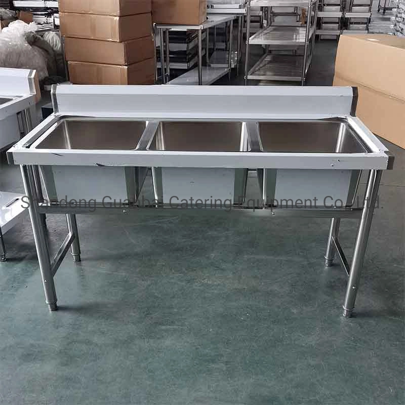 commercial stainless steel kitchen sink cabinet for food processing as working table