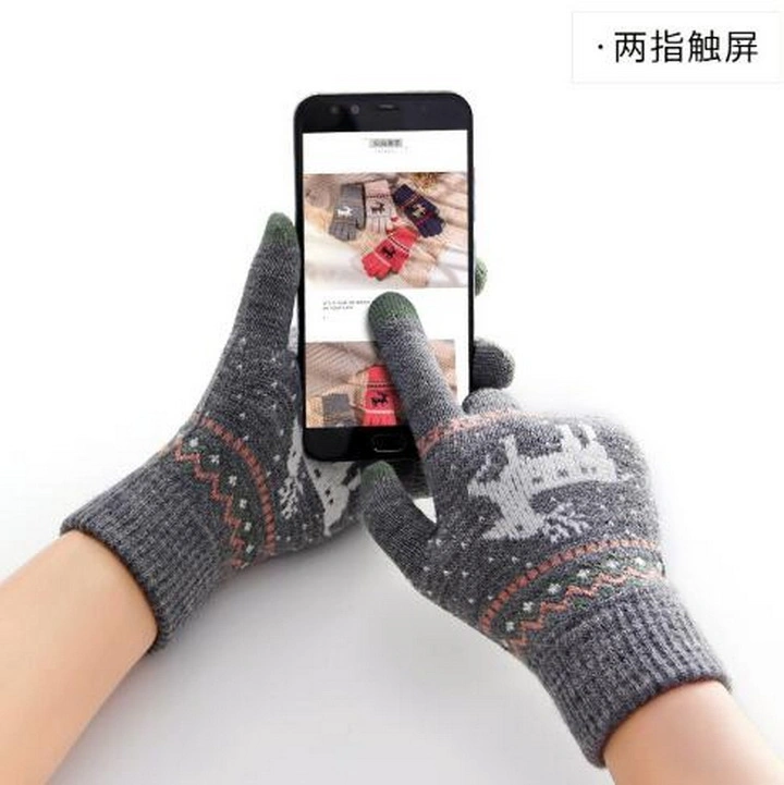 Winter Imitation Cashmere Touch Screen Warm Knitting Christmas Deer Gloves