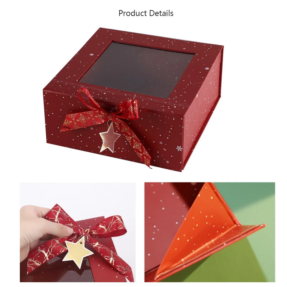 Wholesale/Supplier New Year Chirstmas Luxury Flip Foldable Decoration Eve Packaging Storage Present Gift Boxes with Ribbon
