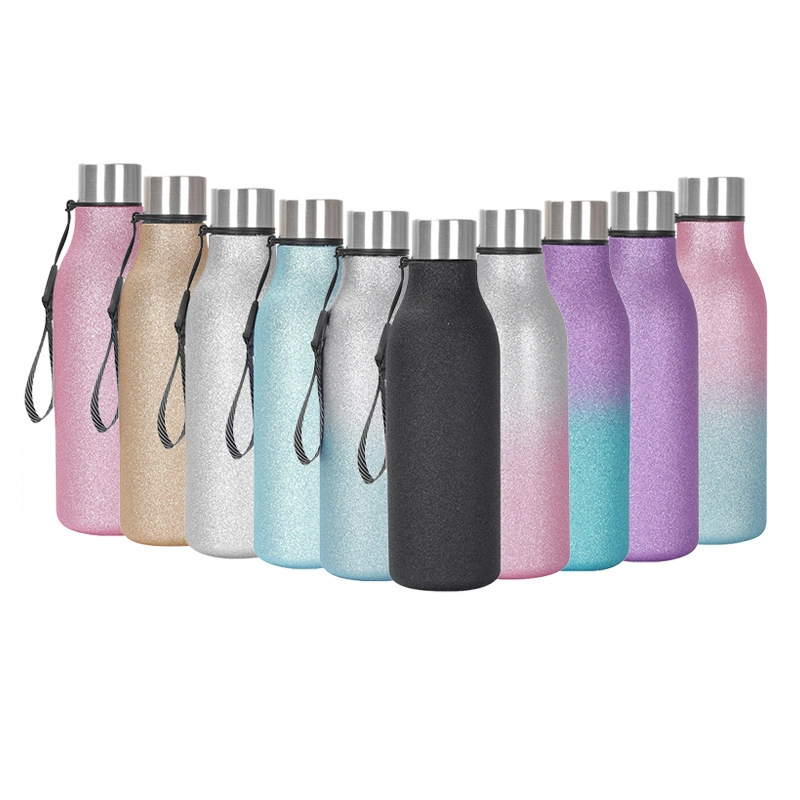 Hot Sale 500ml Powder Coated Stainless Steel Vacuum Business Flask Bottle Cup Travel Sports Glitter Water Bottles