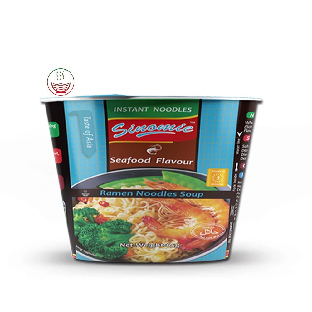 Fabricant de marque de commerce de gros Sinomie Private label halal saveur de fruits de mer Ramen 3 minutes bol de nouilles instantanées