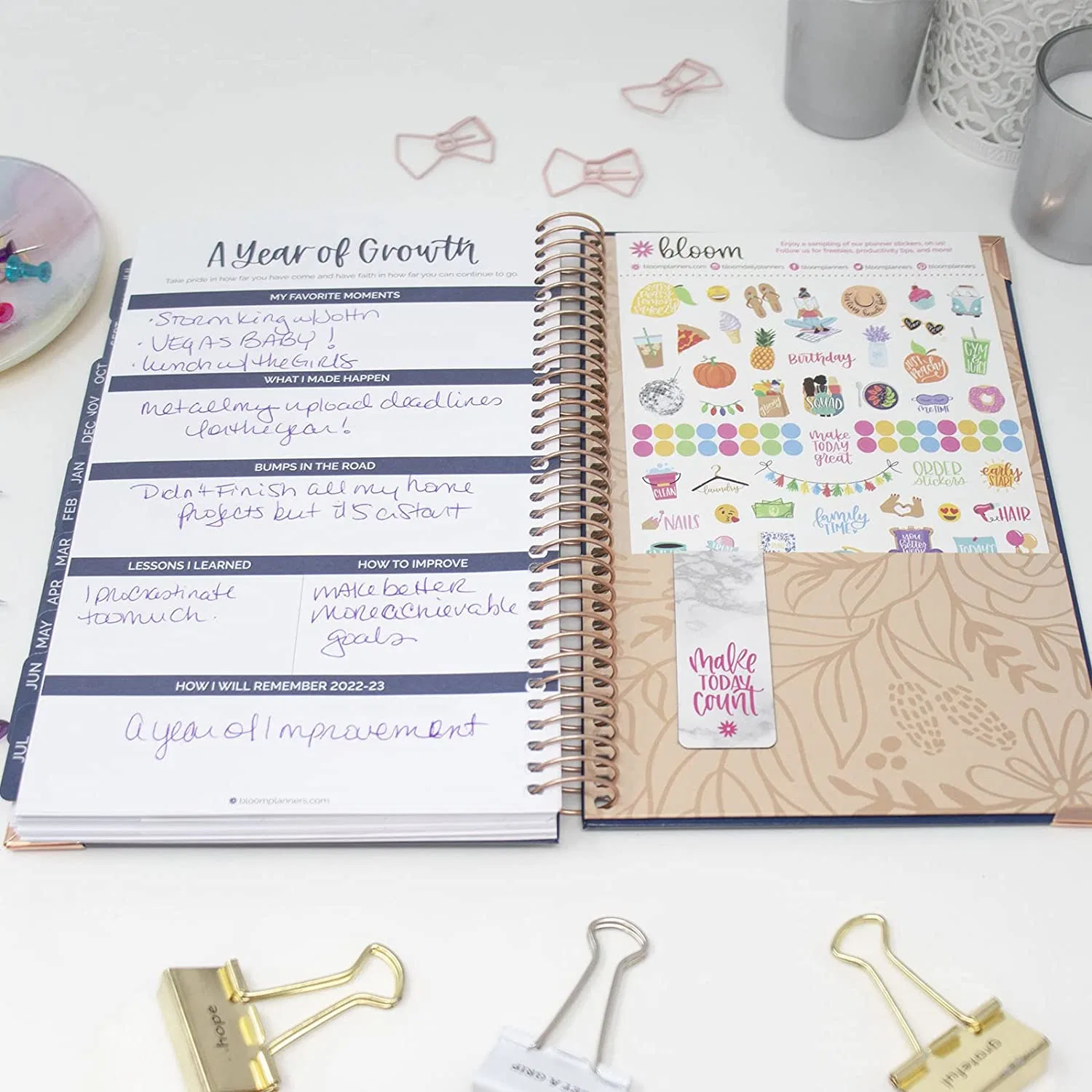 13 Month Planner Notebook with Stickers Spiral Binding Diary Notebook Custom Size