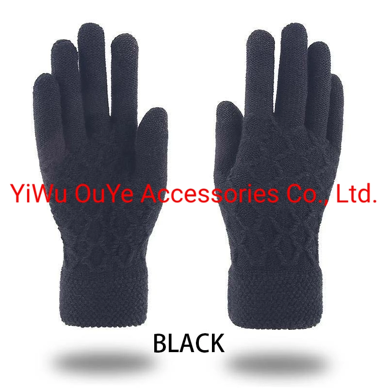 Winter Warm Soft Touchscreen Solid Color Jacquard Accessories Knitted Gloves