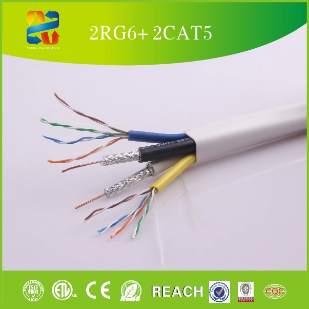 China RG6 Quad + cable UTP Cat5e Cable compuesto