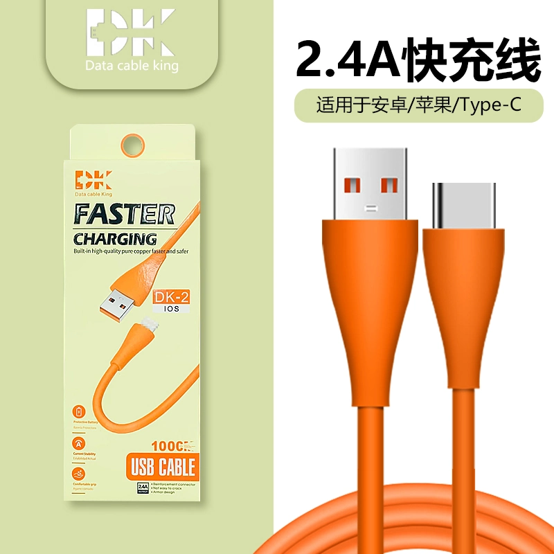 1m de cobre esmaltado de TPE alta elasticidad USB Cable de datos de carga rápida de 2.4A