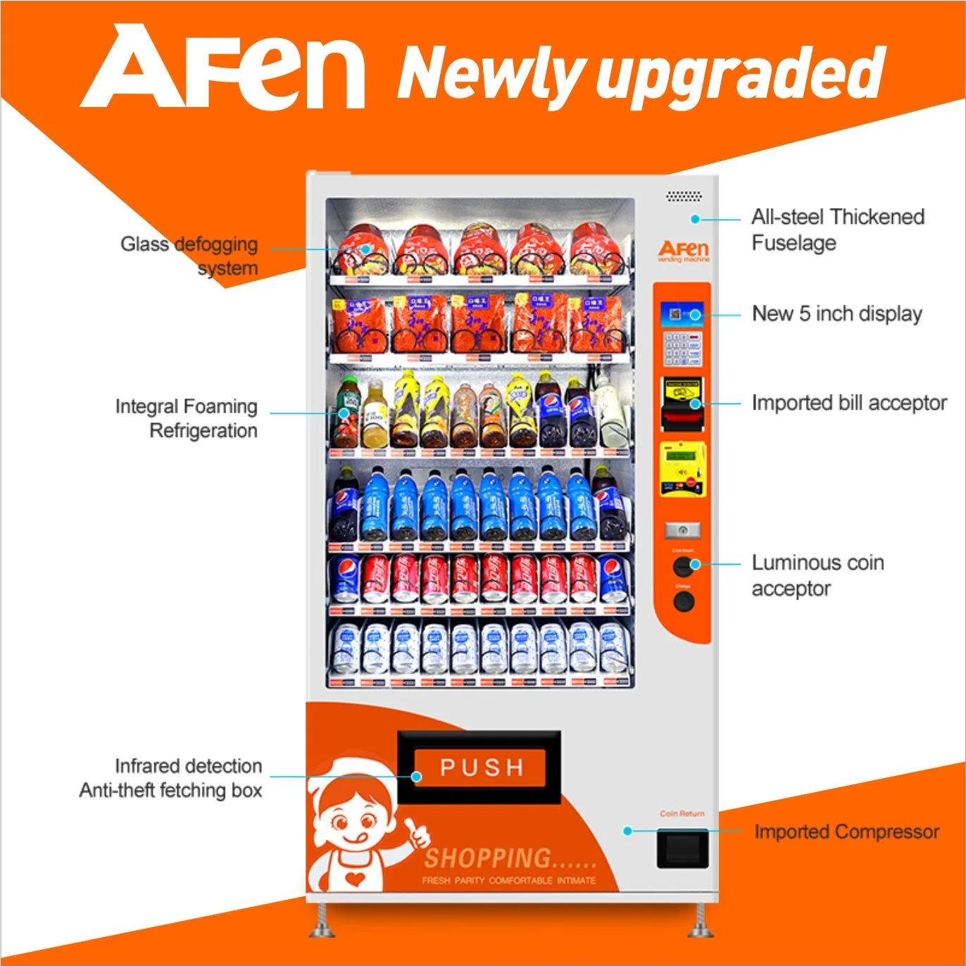 Afen 24 Hours Service Convenient Cell Cabinet Vending Machine with Refrigeration System