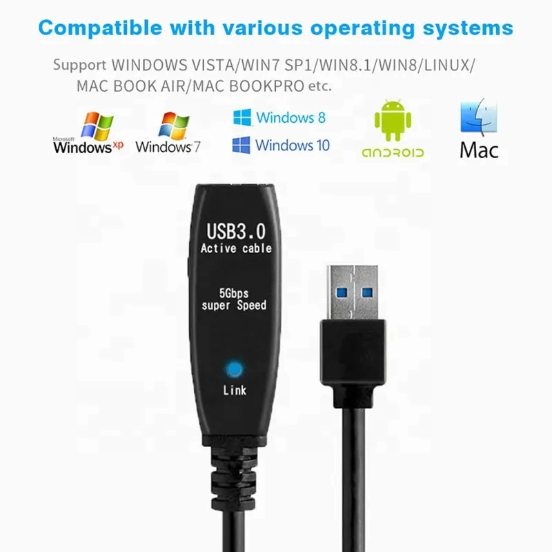 كابل تمديد نشط USB3.0 بطول 30 م مع معزز الإشارة