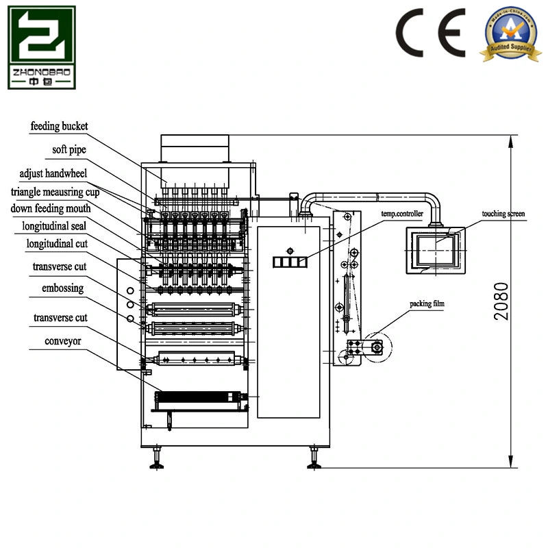 Machine d'emballage de thé, café, sucre en granulés épicés à plusieurs lignes pour sachet.