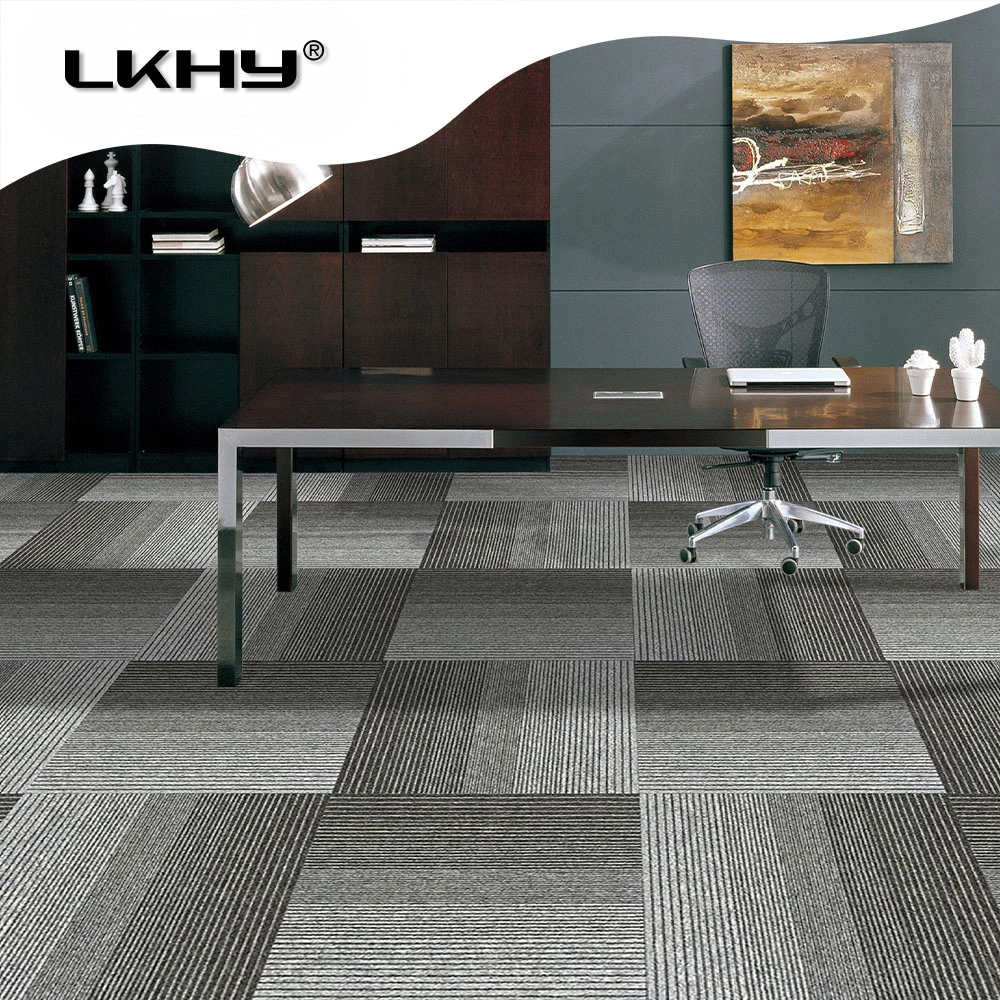 Hokkaido Level Loop Pile Tufted Carpet PP Surface PVC Backing Carpet Tiles 50X50cm Commercial Office Home Hotel Carpet Stripe Style Carpet