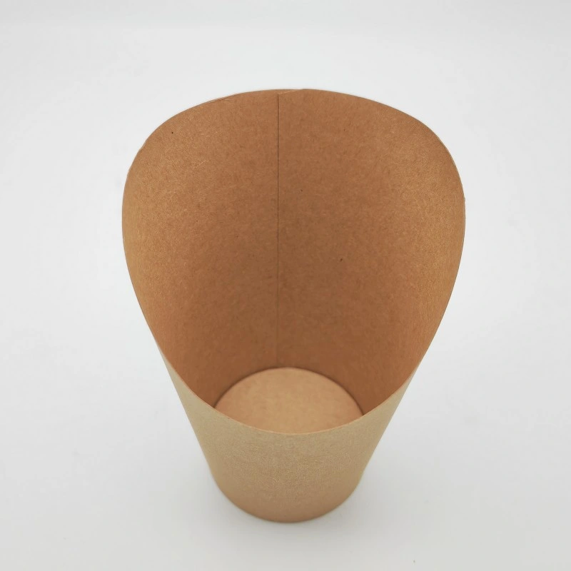 Disposable Take Away Bevel Fries Cup Print Brown Kraft Paper