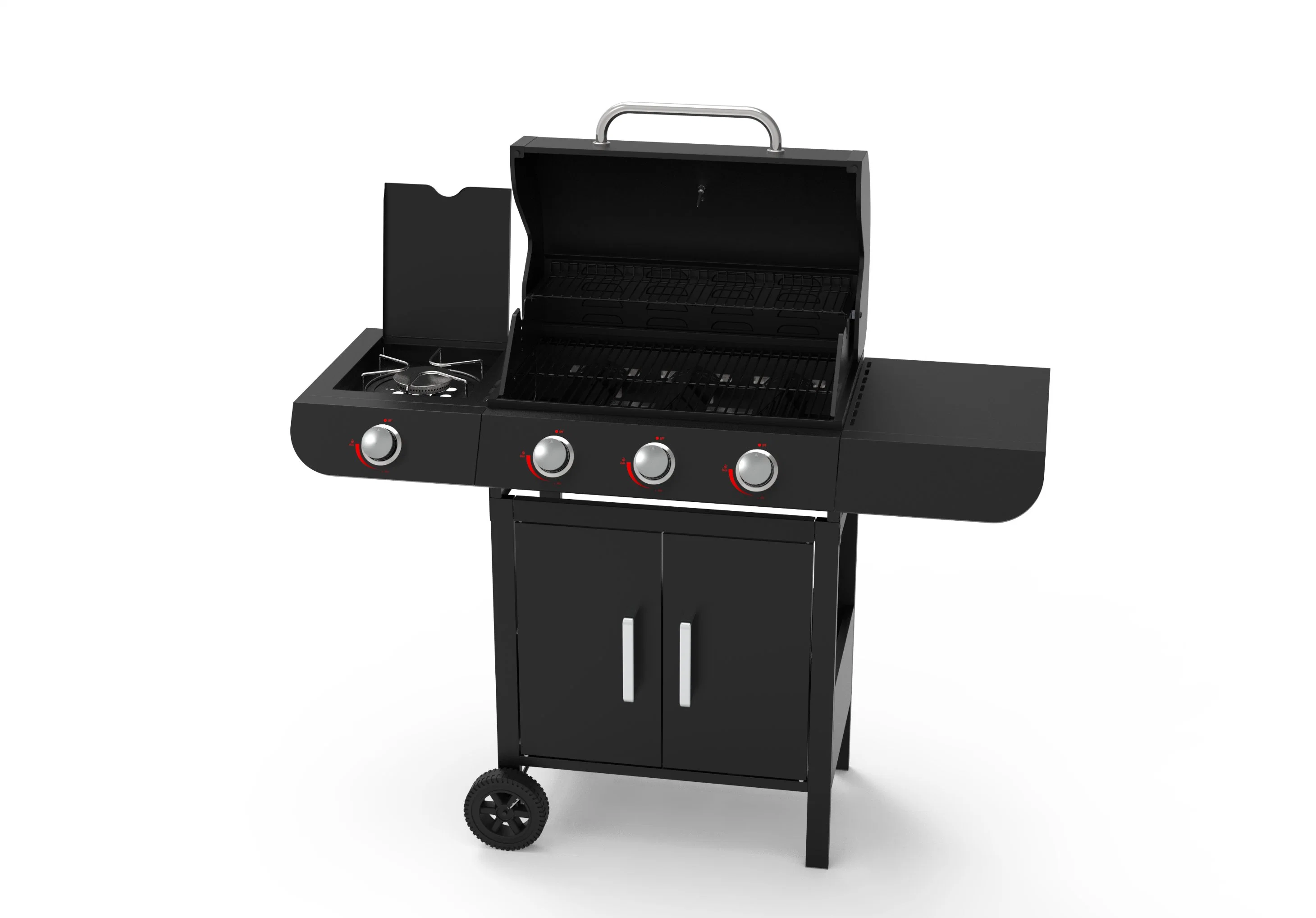 OEM Accepted 3 Burners Gas BBQ Grill with Side Burner and Trolley