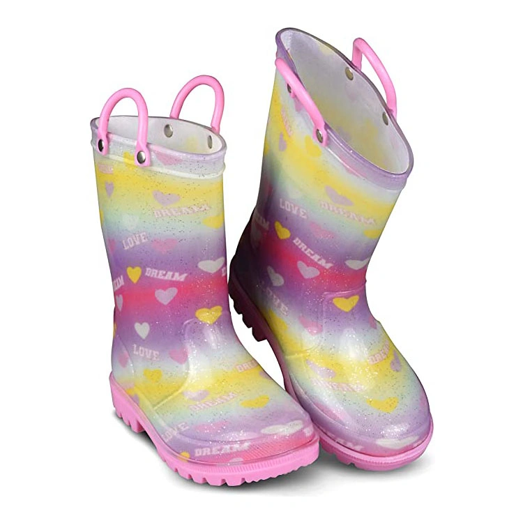 Neues Design mit Griff PVC Outdoor Regenstiefel für Kinder Schuhe