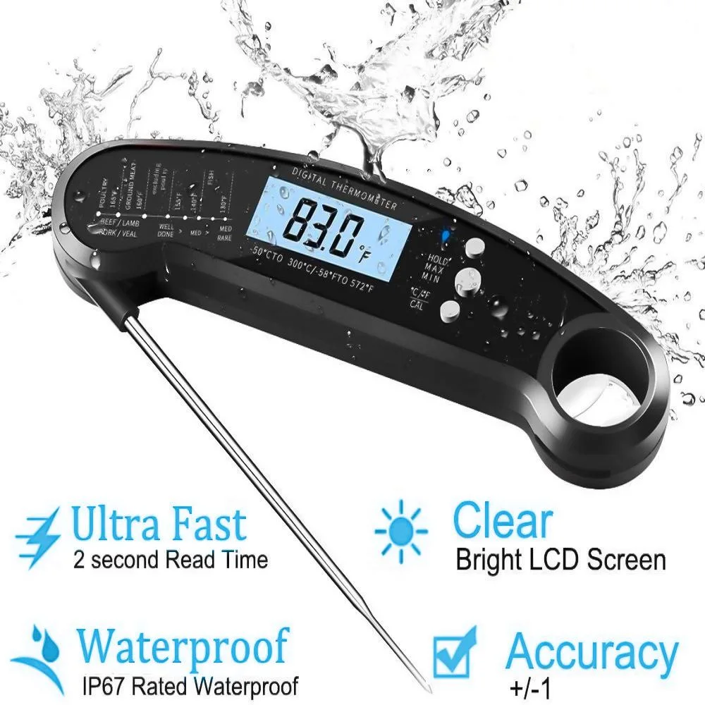 Instant Read Meat Thermometer for Grill and Cooking Digital Food Probe for Kitchen with Bottle Opener