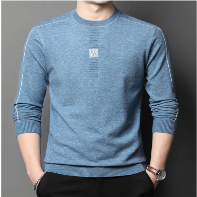 Custom Logo Long Sleeve Knit T Shirt Men&prime; S Spring and Autumn New Bottom Shirt Solid Color Thin Men&prime; S Round Collar Sweater