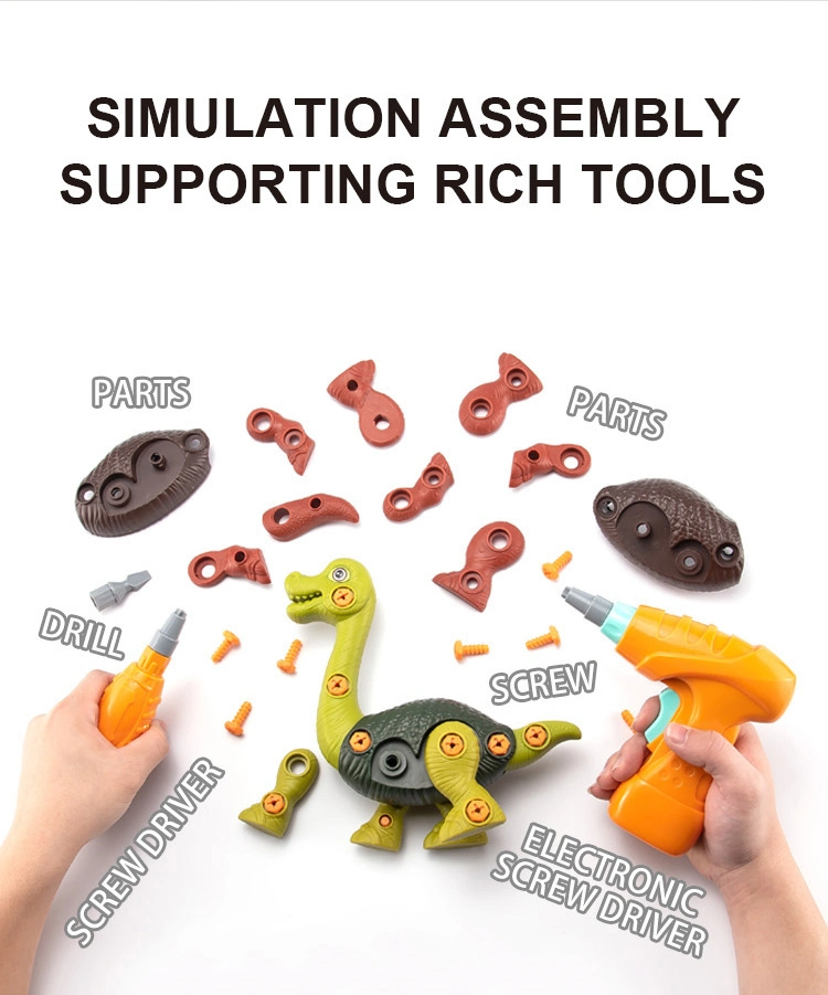 Jstar 2023 New Early Learning Educational Games DIY Stem Manual Electric Drill Assembled Dinosaur Toys Set