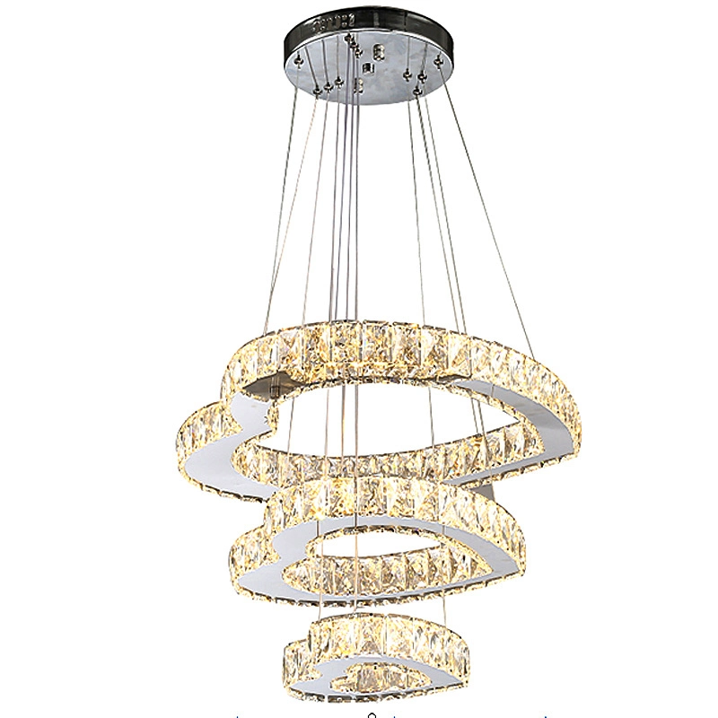 Candeeiro de cristal suspenso de luxo moderno com candeeiro de cristal e candeeiro Silver Gold Home Decoração