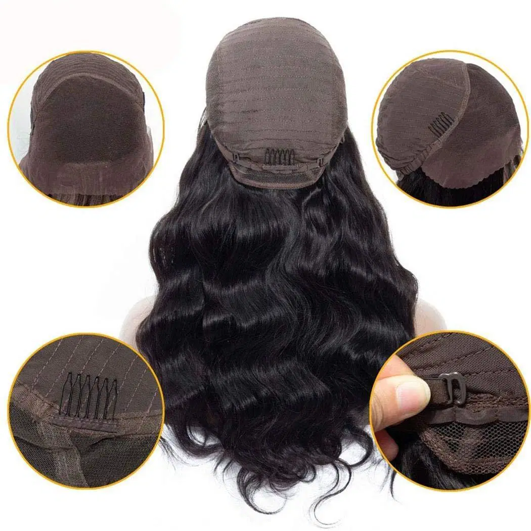 13X6X1 Remy Human Hair Wig Deep Wave with Headband No Glue 180 Density Full Machine Made 8-30 Inch Body Wave Headband Wig