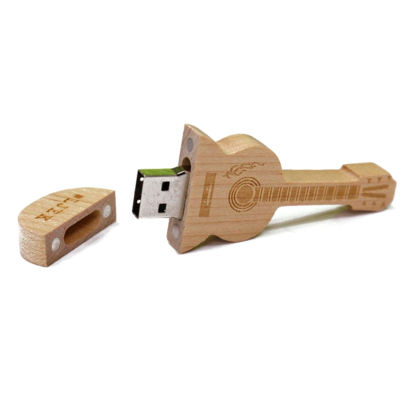 Guitar Shape Wooden Promotional Gift Music USB Flash Drive