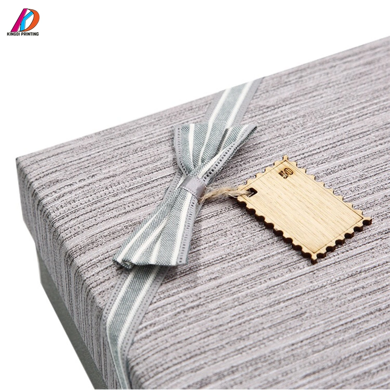 Luxury Promotion High Paper Cardboard Top and Base Striped Gift Box with Ribbon