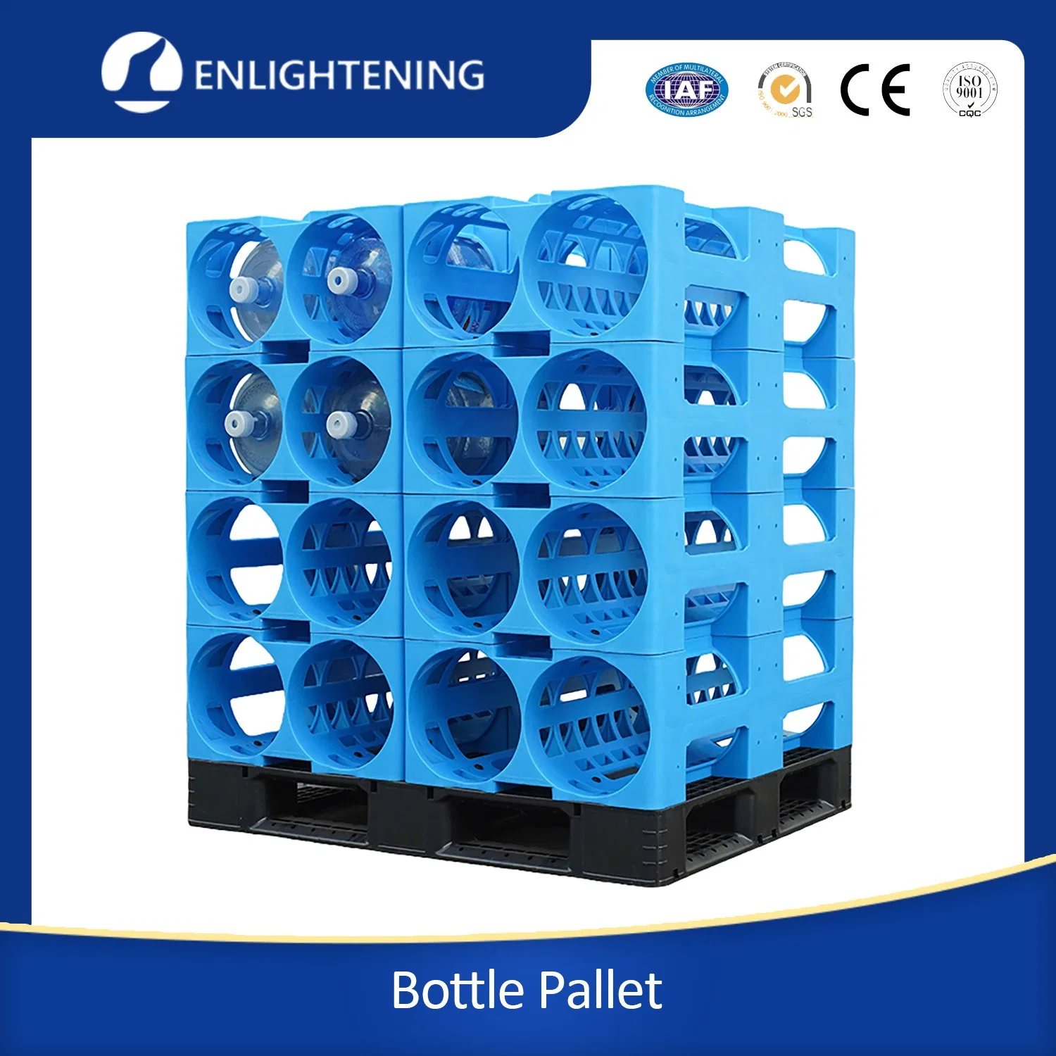 Mayorista 5 Gallon agua mineral botella rack plástico de agua de palets Rack de visualización de botellas