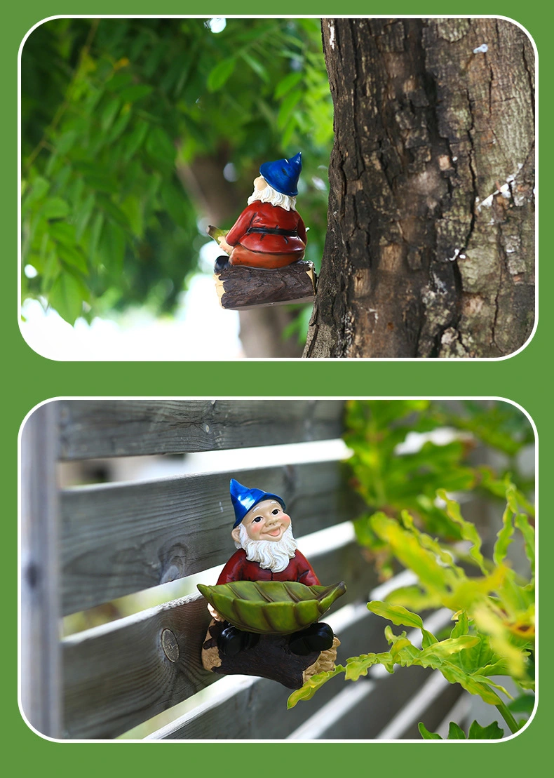 Wholesale/Supplier Hot Sale Poly Resin Gnome Hanging Tree Bird Feeder Outdoor Landscape Garden Holiday Decoration Yard Decoration