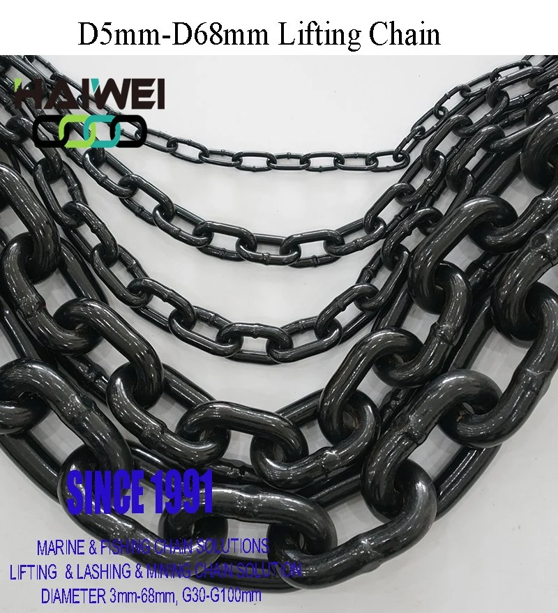 DIN818-2 Standard G30/G43/G80 Q235 20mn2 25mnv Lifting Chain (D5mm-D68mm) 30 Years Chain Factory