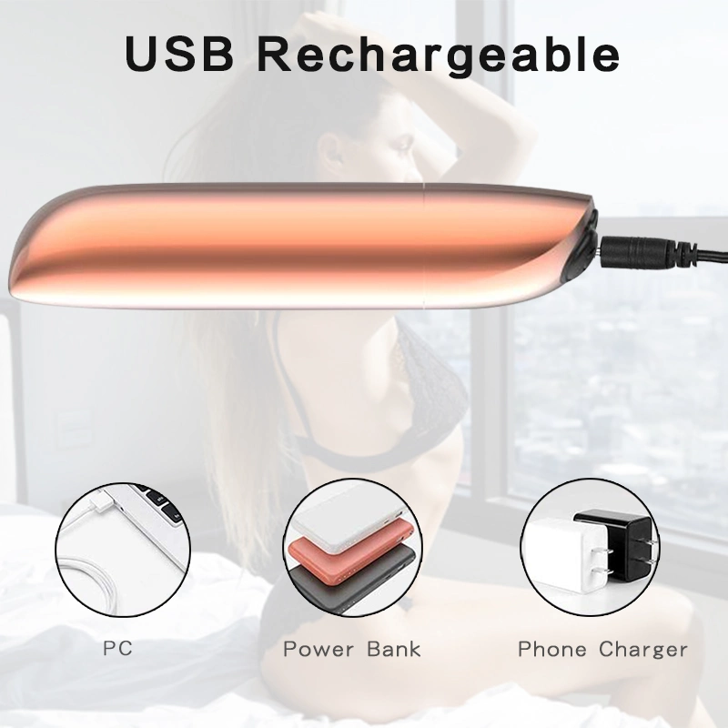 Mini USB Rechargeable Massager G Spot Bullet Vibrator for Women Panty Wearable Sex Toy-Rose Gold